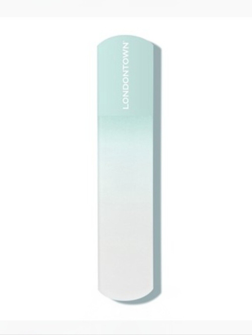 LONDONTOWN Large Glass Foot File in Aqua/White ~ NWT